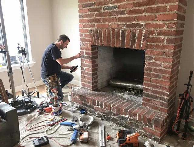 Fairhaven Chimney Sweep specialist finalizing chimney liner service in Fairhaven, MA