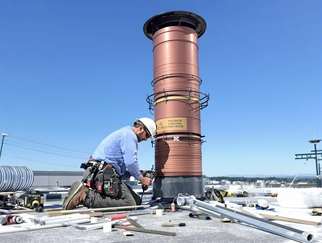 Installed chimney liner by Fairhaven Chimney Sweep in Fairhaven, MA