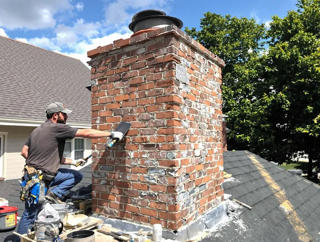 Completed chimney rebuild by Fairhaven Chimney Sweep in Fairhaven, MA