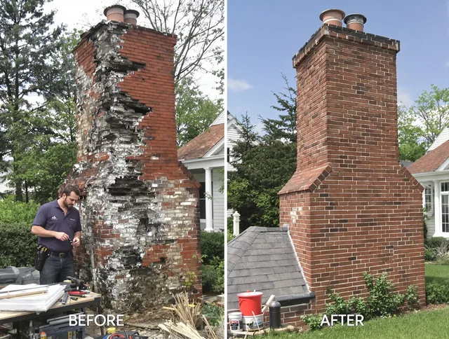 Fairhaven Chimney Sweep performing a full chimney restoration in Fairhaven, MA