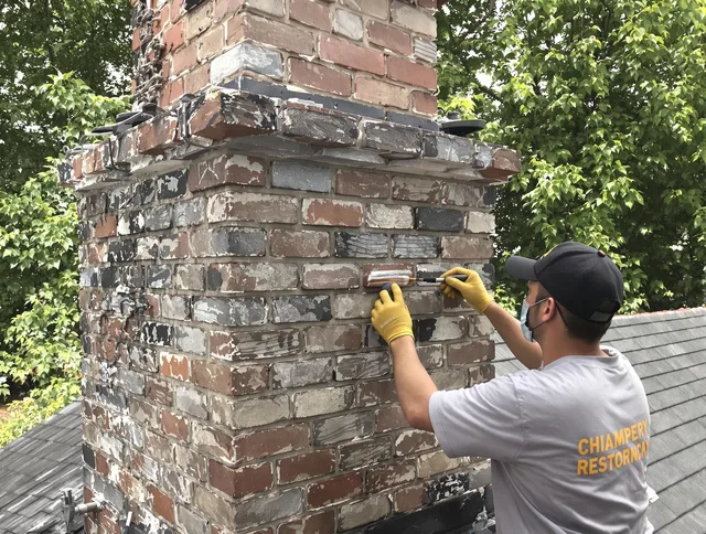 In-progress chimney restoration by Fairhaven Chimney Sweep in Fairhaven, MA
