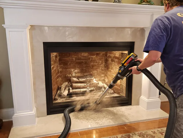 Fireplace cleaning performed by Fairhaven Chimney Sweep in Fairhaven, MA