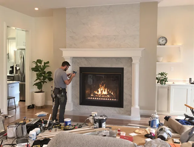 Newly installed fireplace by Fairhaven Chimney Sweep in Fairhaven, MA